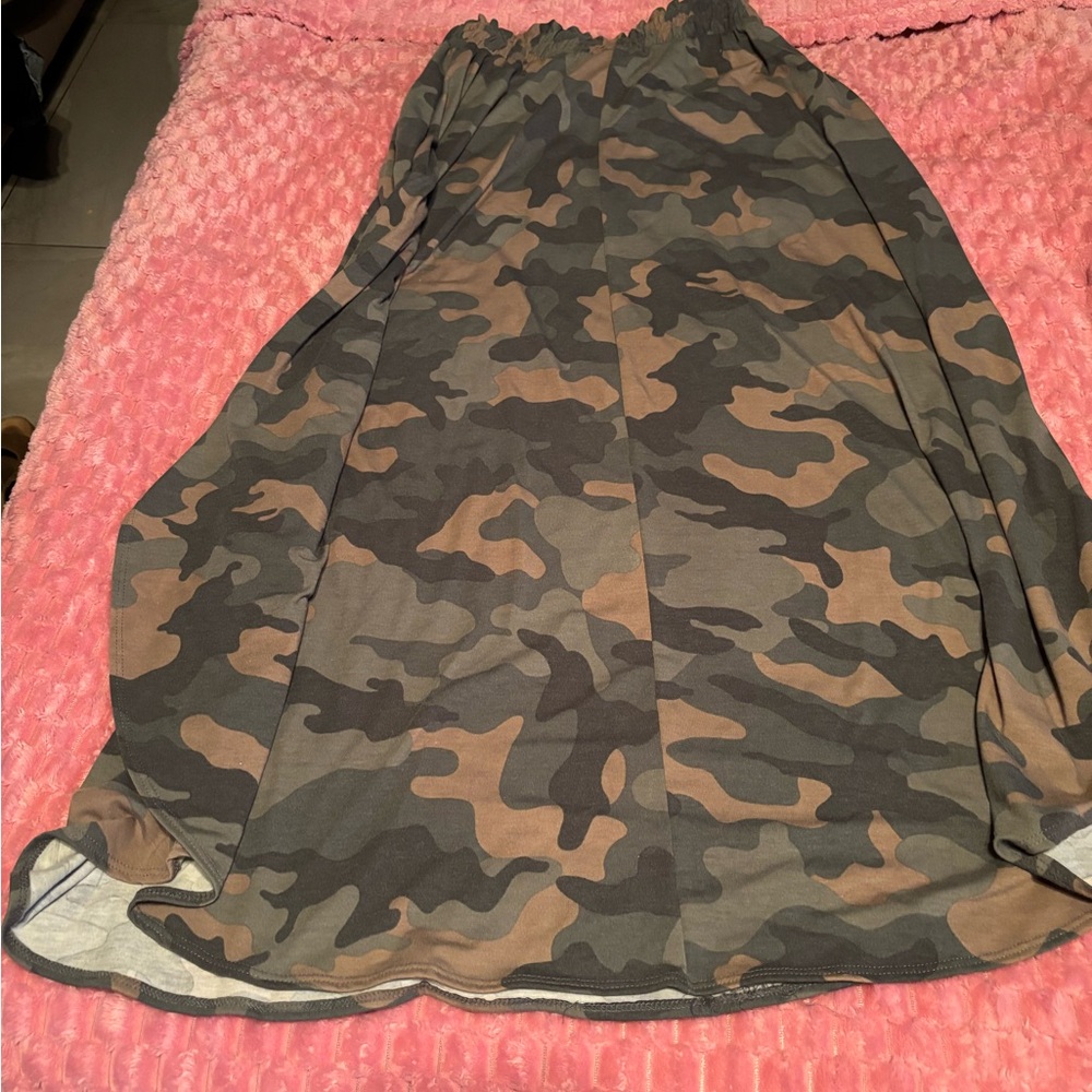 Camo Circle Skirt with Elastic Waist